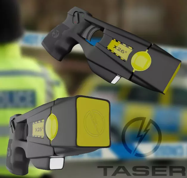 Taser gun with light Low-poly 3D model_0