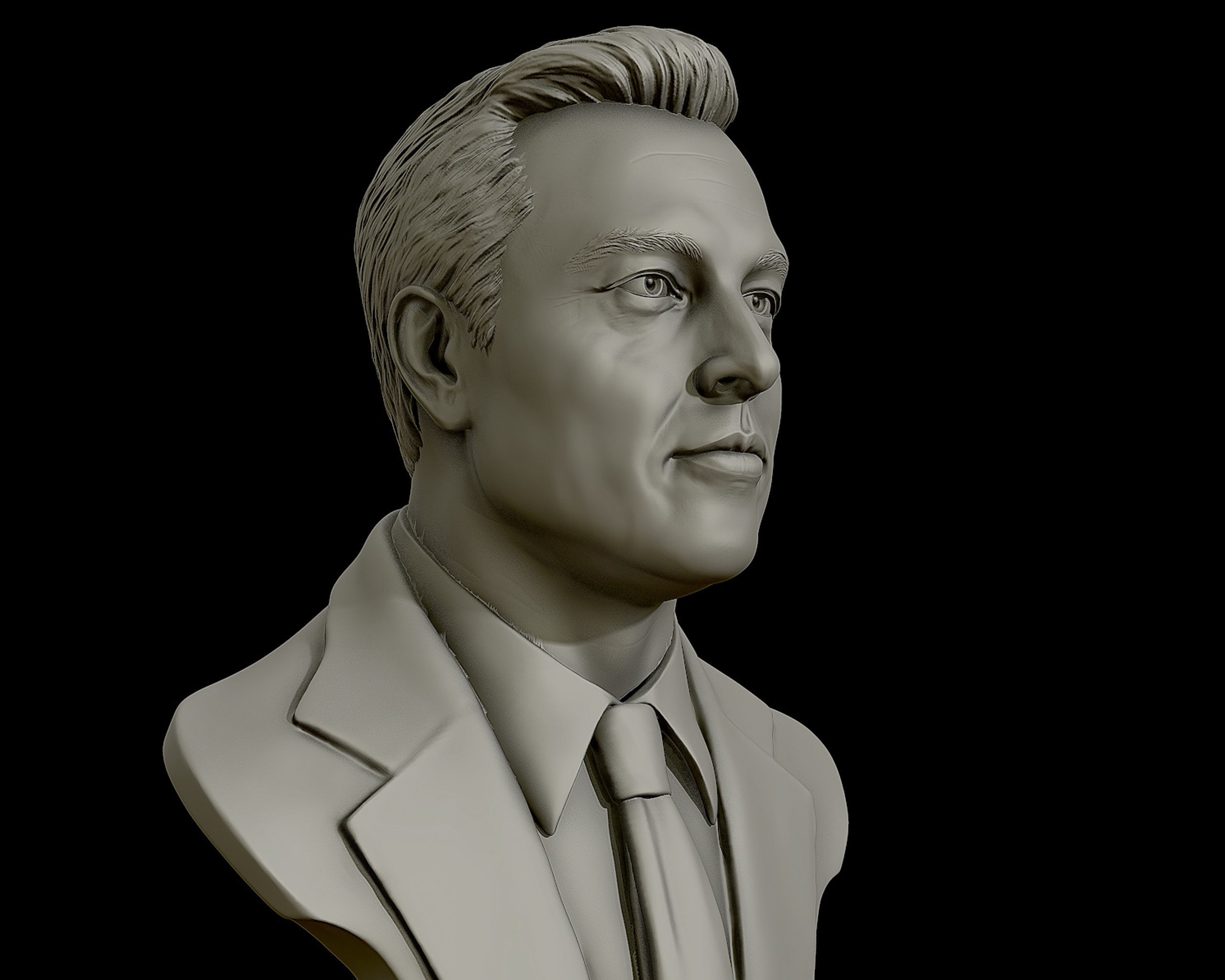 Elon Musk 3D bust sculpture 3D print model_5
