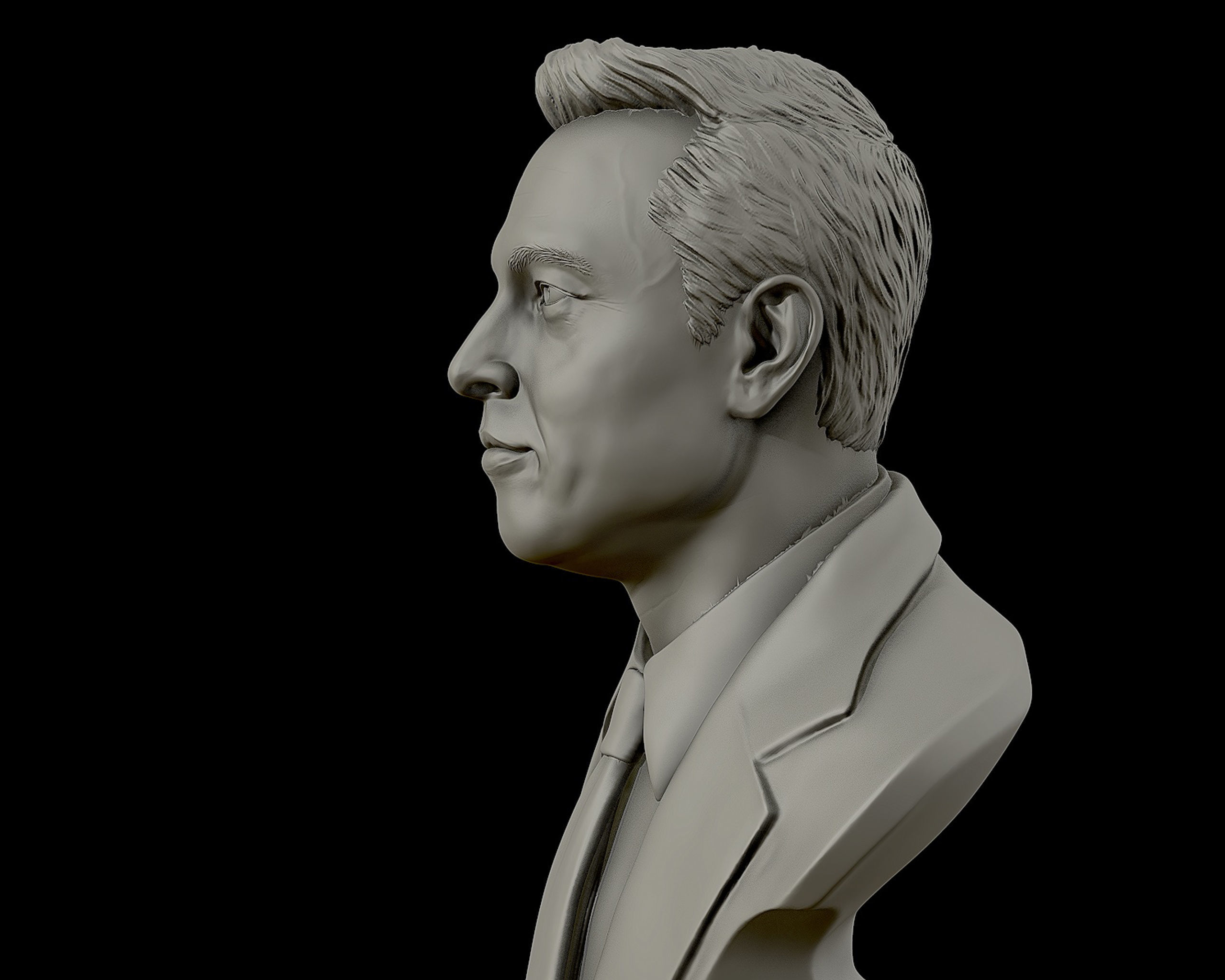 Elon Musk 3D bust sculpture 3D print model_4