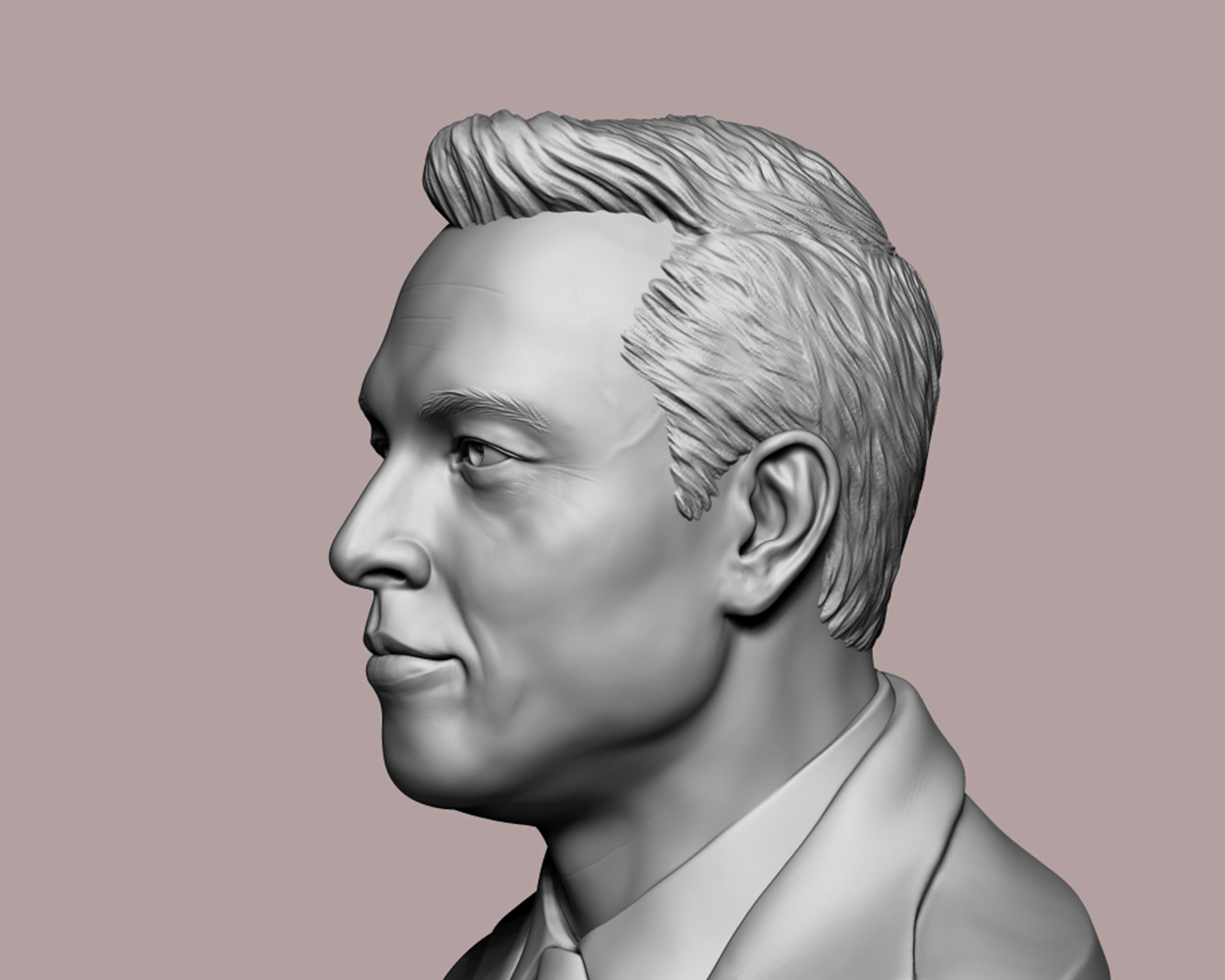 Elon Musk 3D bust sculpture 3D print model_15