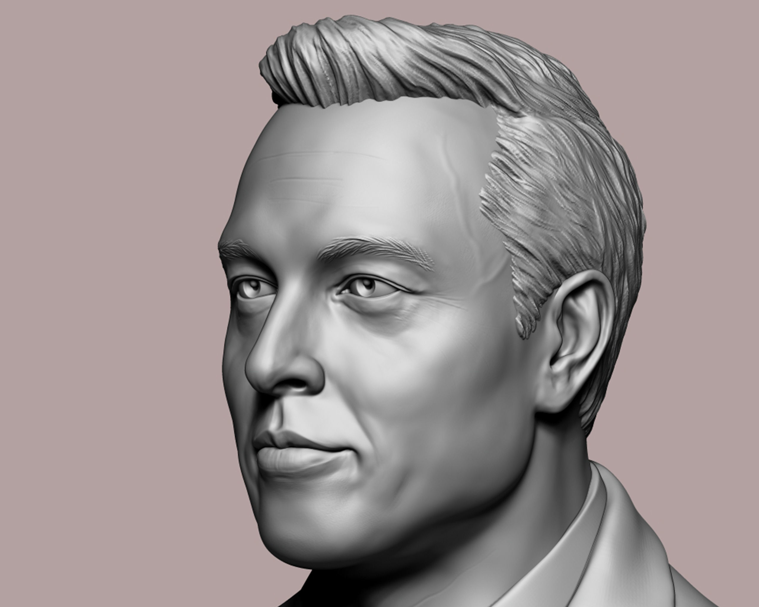Elon Musk 3D bust sculpture 3D print model_14