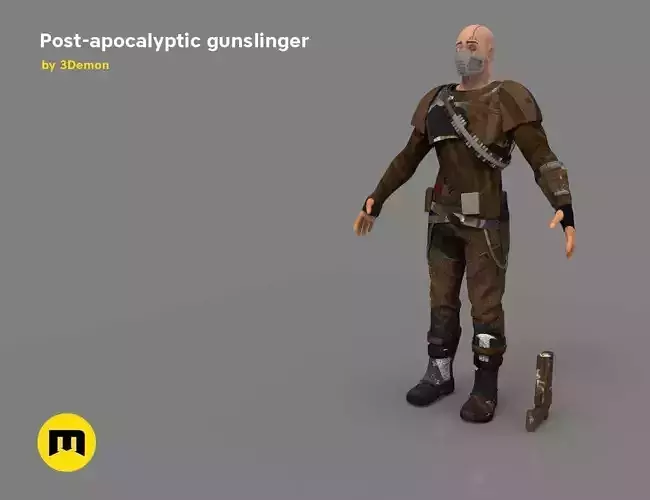 The Gunslinger - post-apocalyptic Warrior Low-poly 3D model