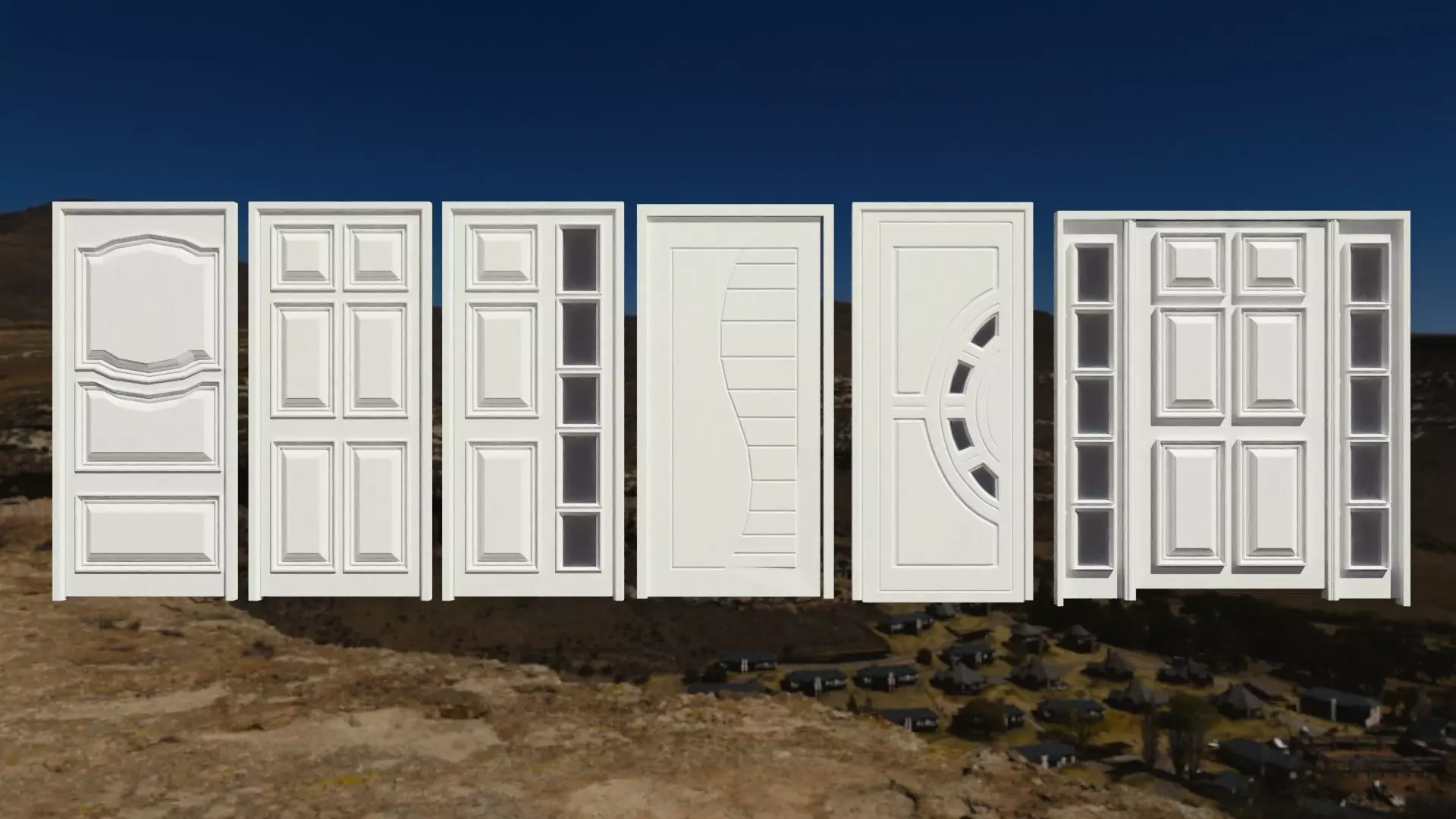 A collection of wooden doors for your building renders 3D model_0