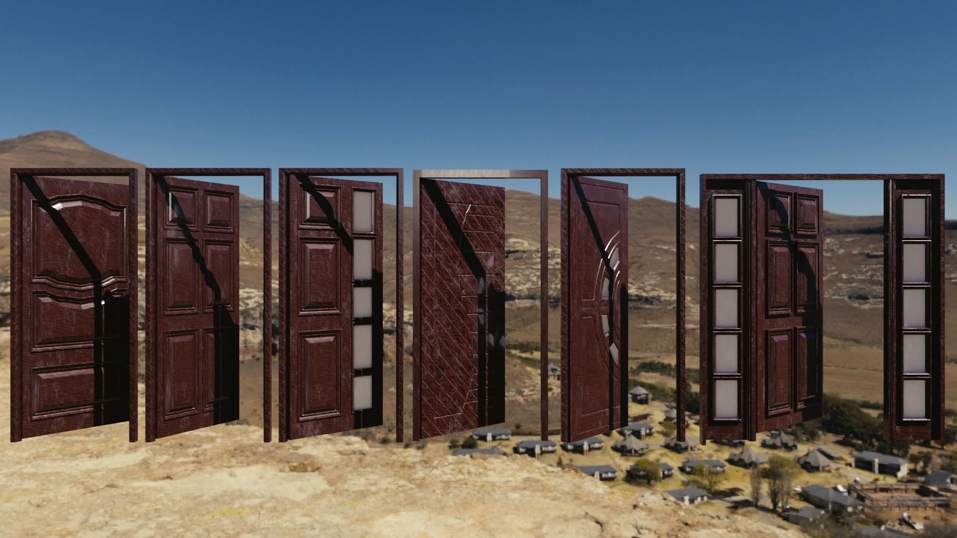 A collection of wooden doors for your building renders 3D model_2