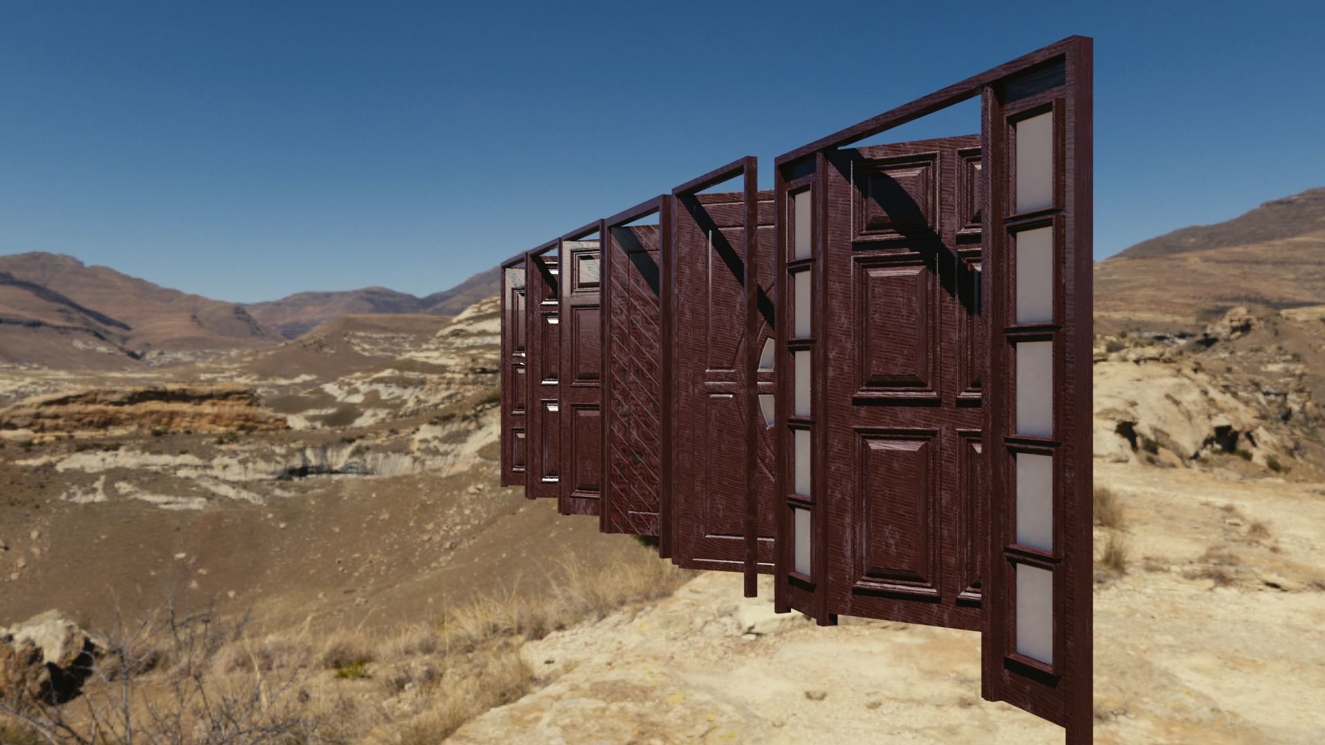 A collection of wooden doors for your building renders 3D model_12