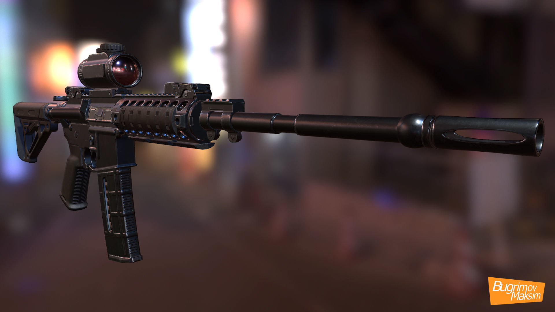 CyberPrisoner gta san andreas rifle Low-poly 3D model_7