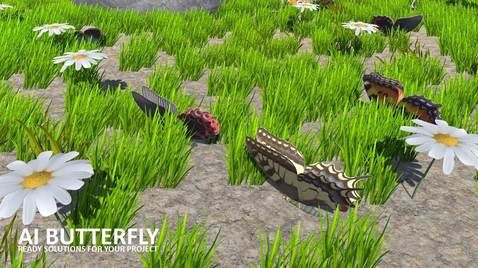 AI butterfly for Unity Low-poly 3D model_4