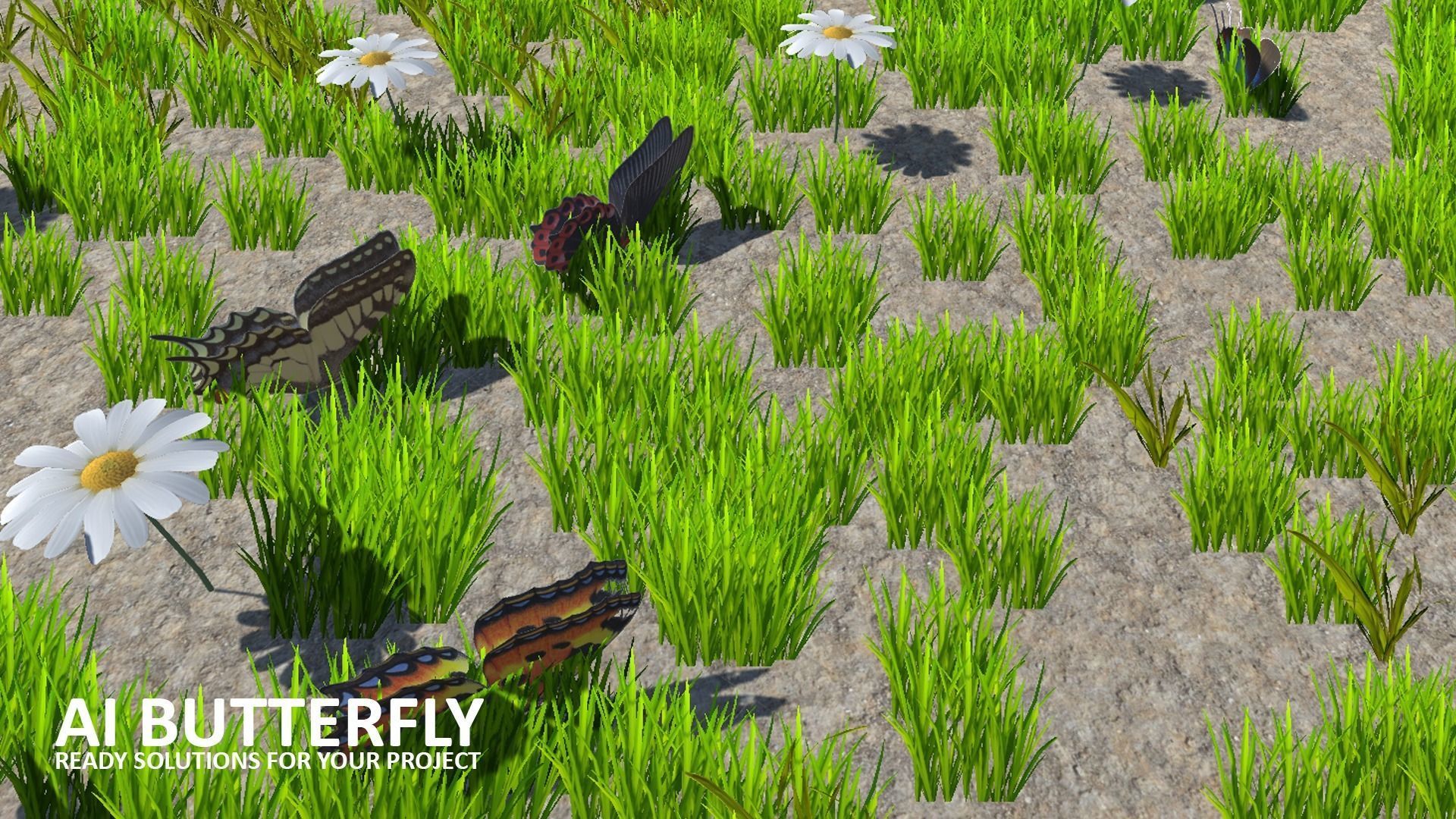 AI butterfly for Unity Low-poly 3D model_2