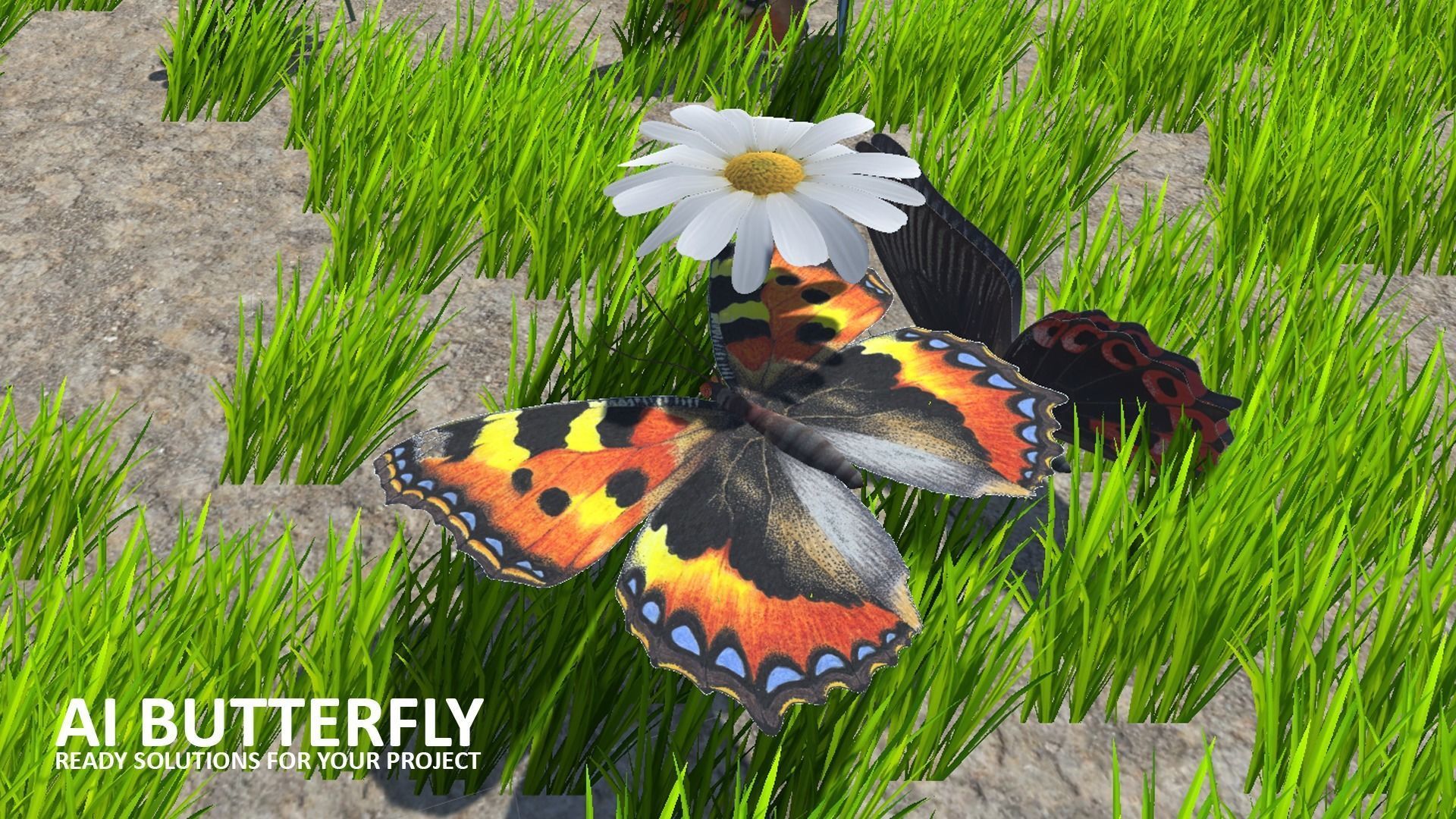 AI butterfly for Unity Low-poly 3D model_3
