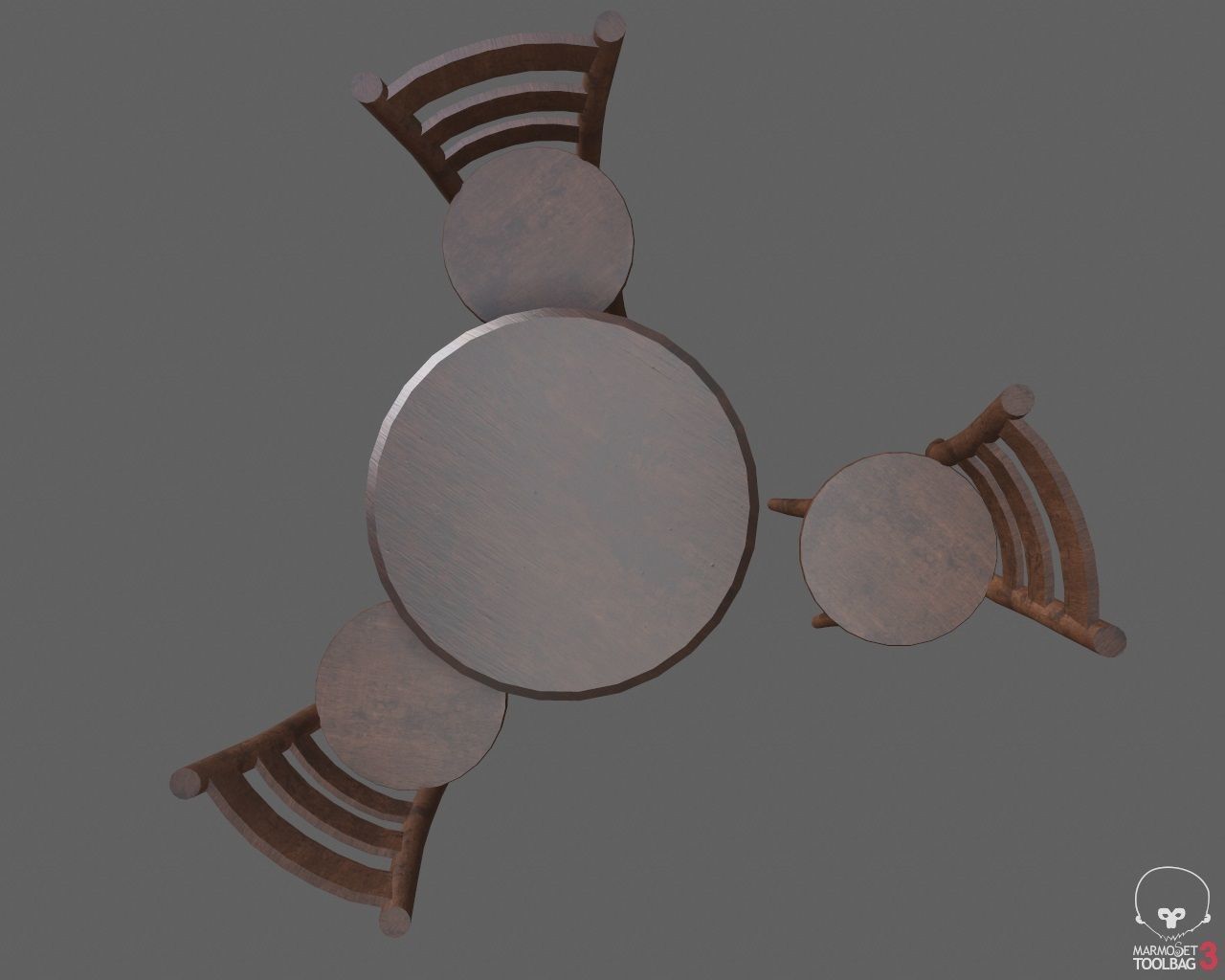 Low Poly Small Table and Chairs Low-poly 3D model_1