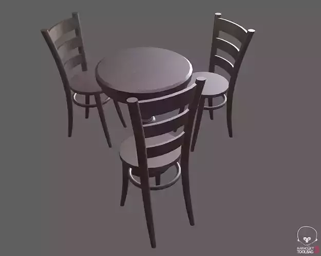 Low Poly Small Table and Chairs