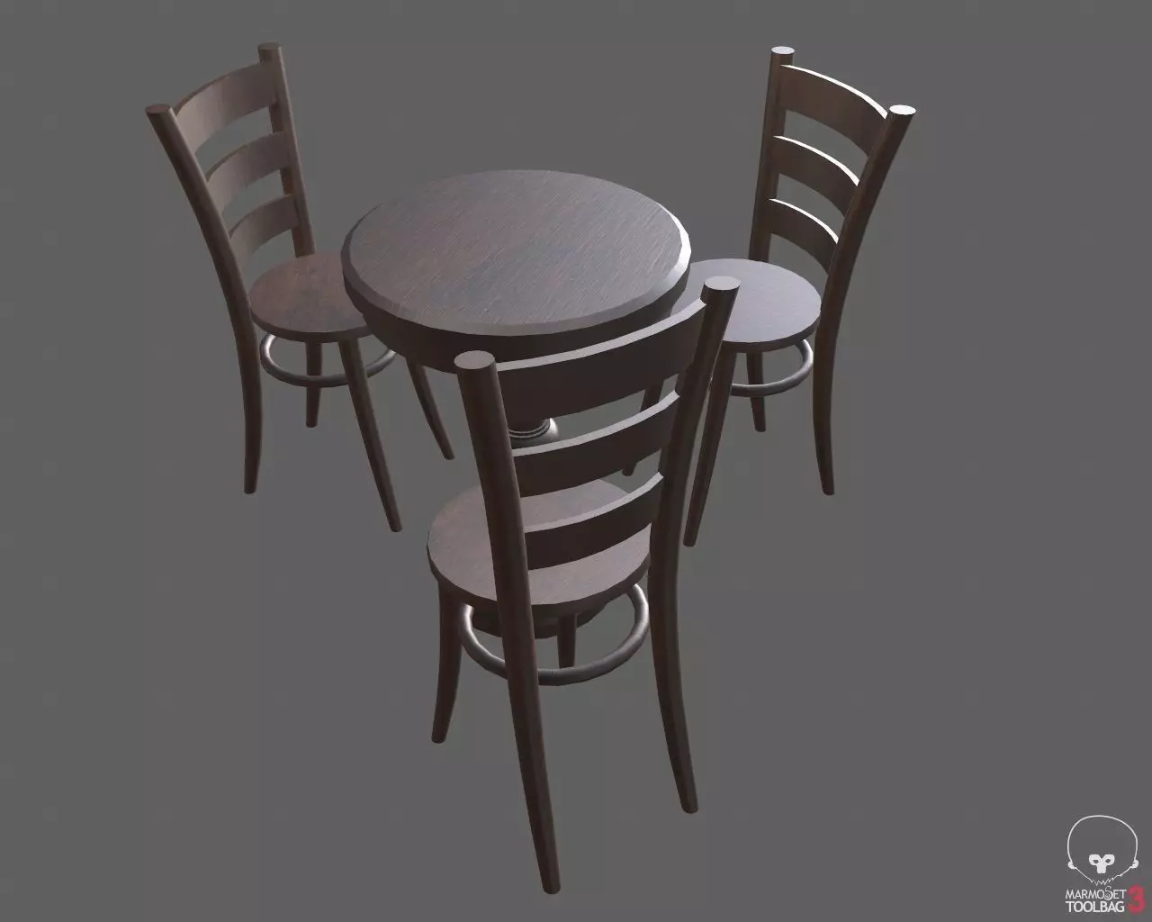 Low Poly Small Table and Chairs Low-poly 3D model_0