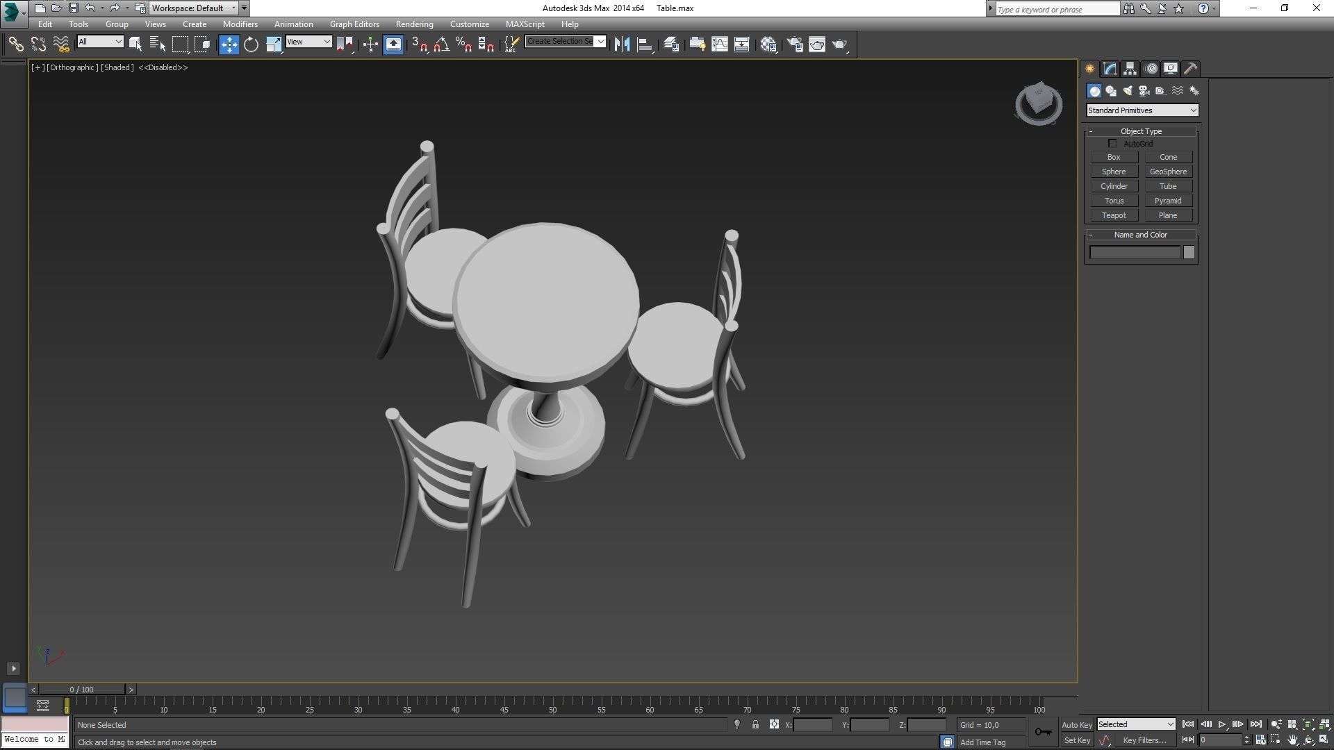 Low Poly Small Table and Chairs Low-poly 3D model_10
