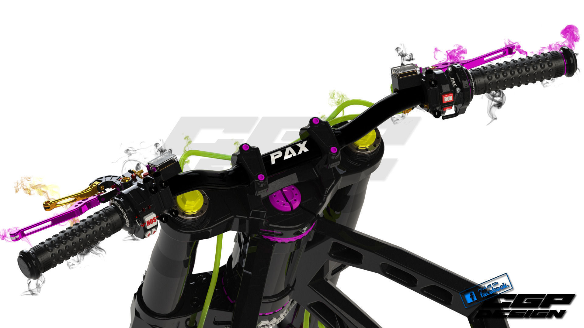PINKI handlebar with controls and leversdesigned by paX 3D model_3