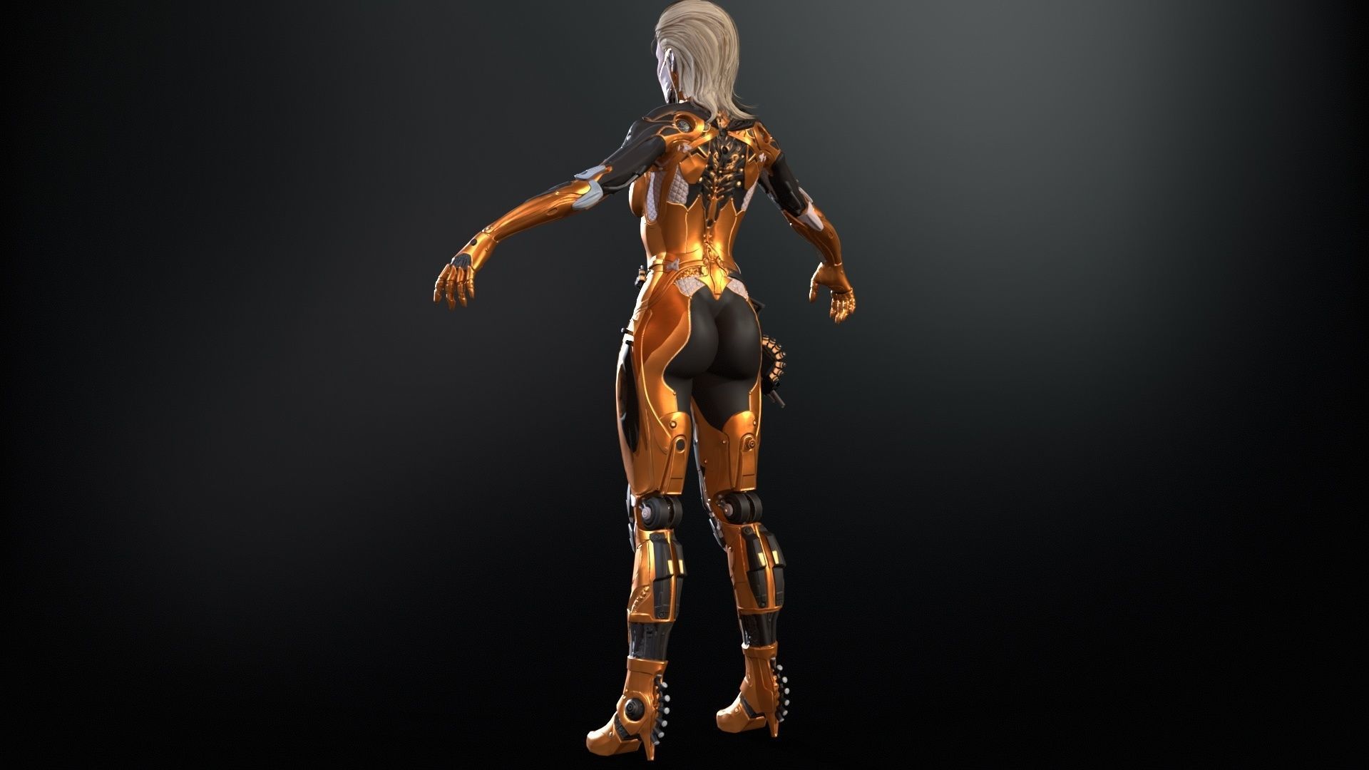 Cyborg assasin Low-poly 3D model_8