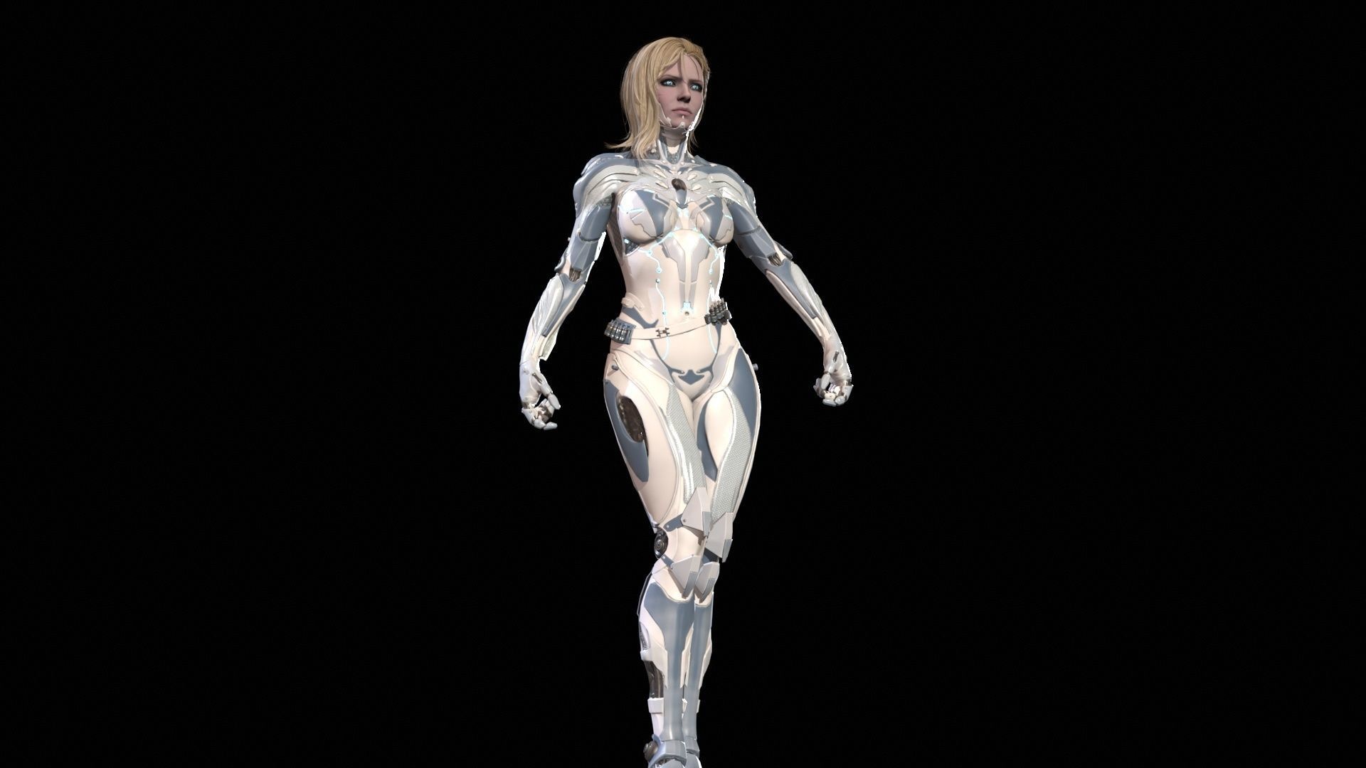 Cyborg assasin Low-poly 3D model_18