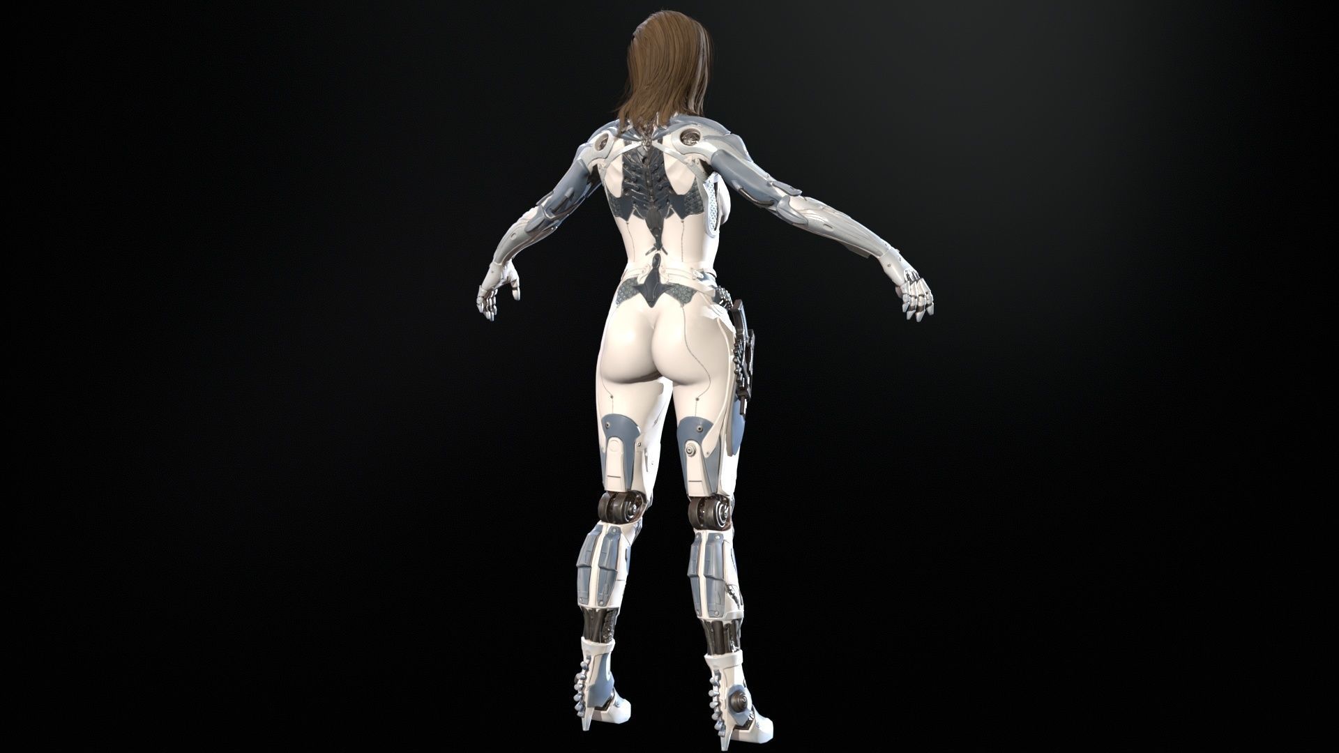 Cyborg assasin Low-poly 3D model_3