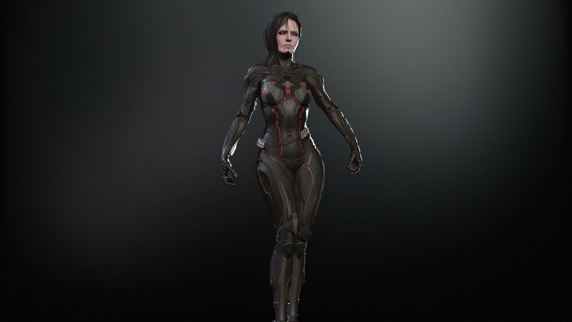 Cyborg assasin Low-poly 3D model_20