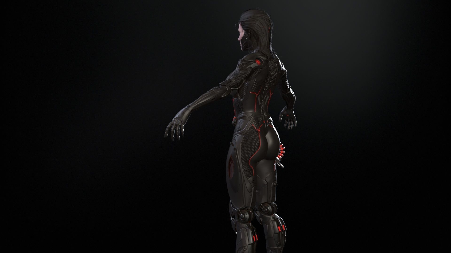 Cyborg assasin Low-poly 3D model_6