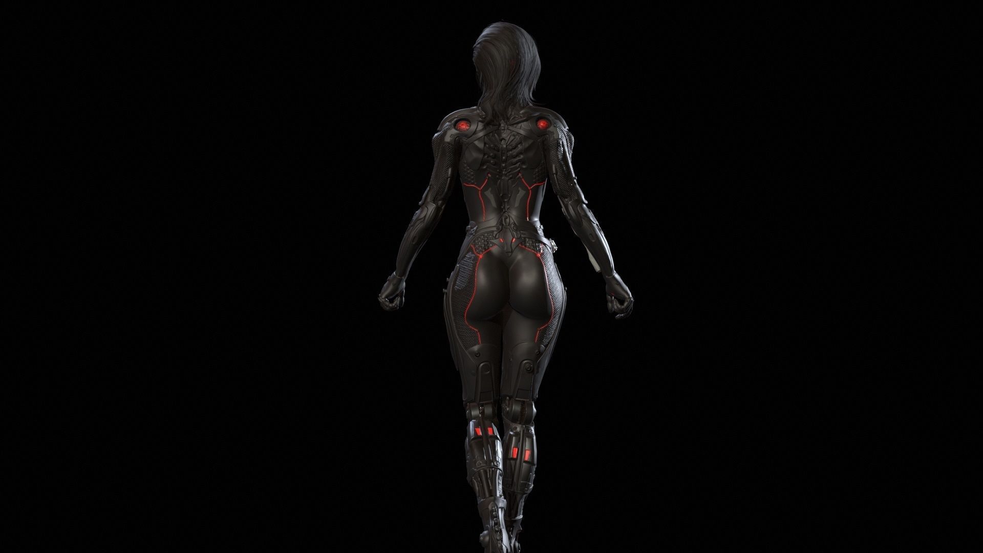 Cyborg assasin Low-poly 3D model_12