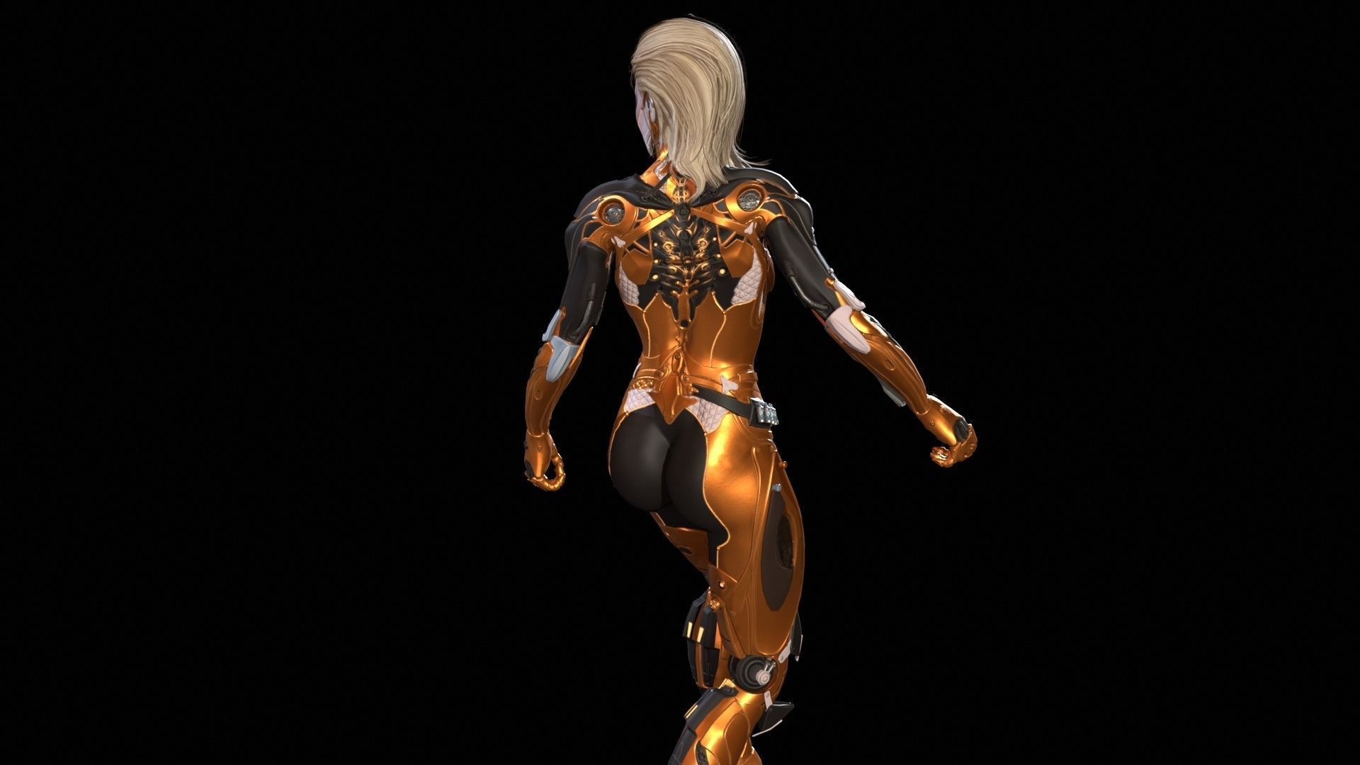 Cyborg assasin Low-poly 3D model_15