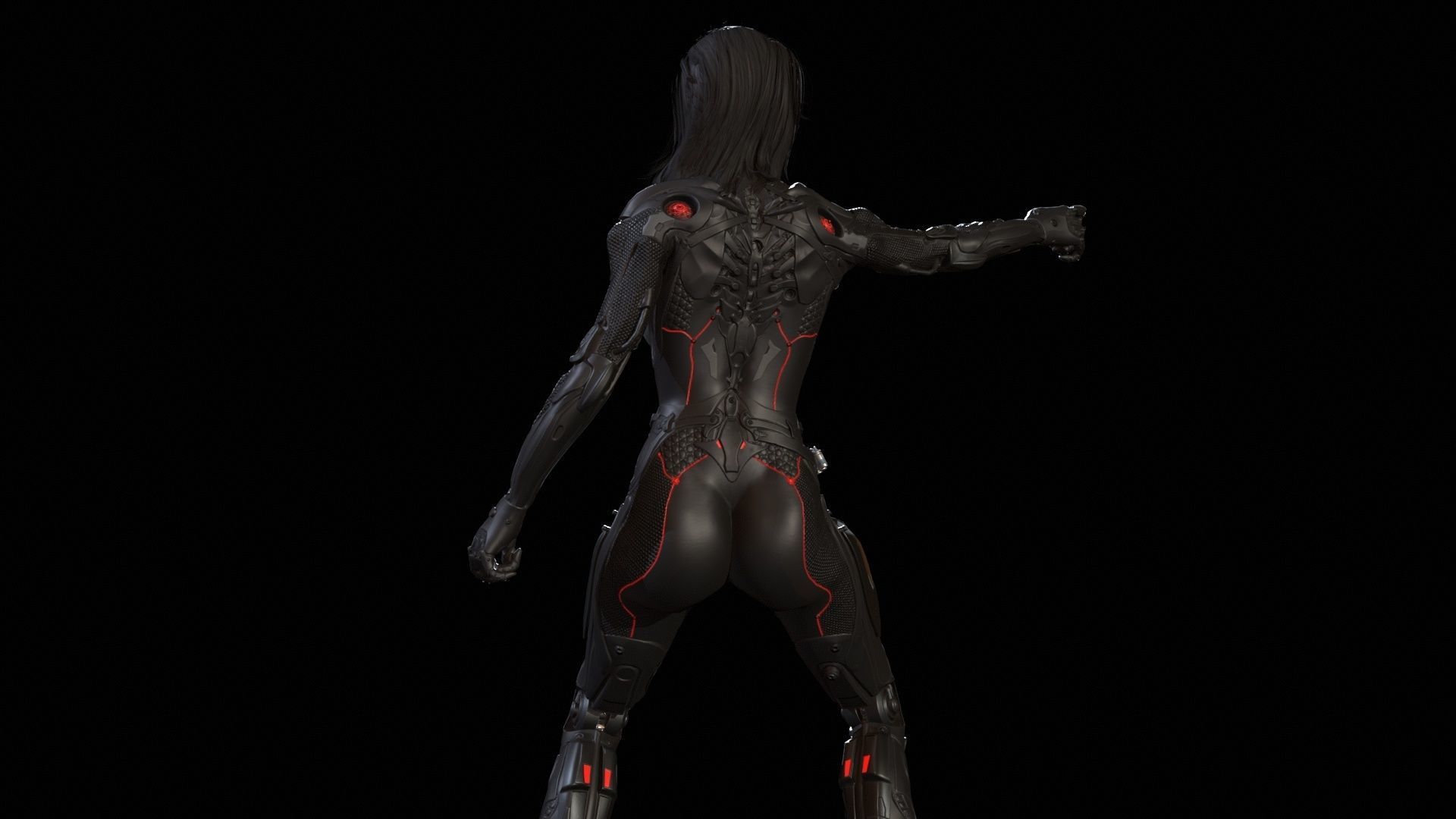 Cyborg assasin Low-poly 3D model_11