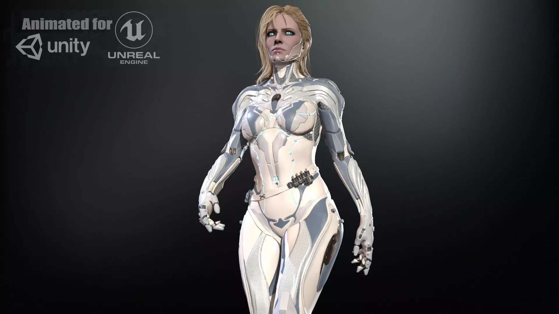 Cyborg assasin Low-poly 3D model_0