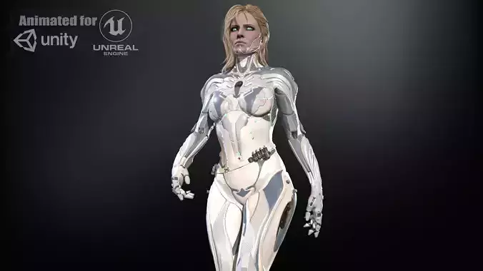 Cyborg assasin Low-poly 3D model