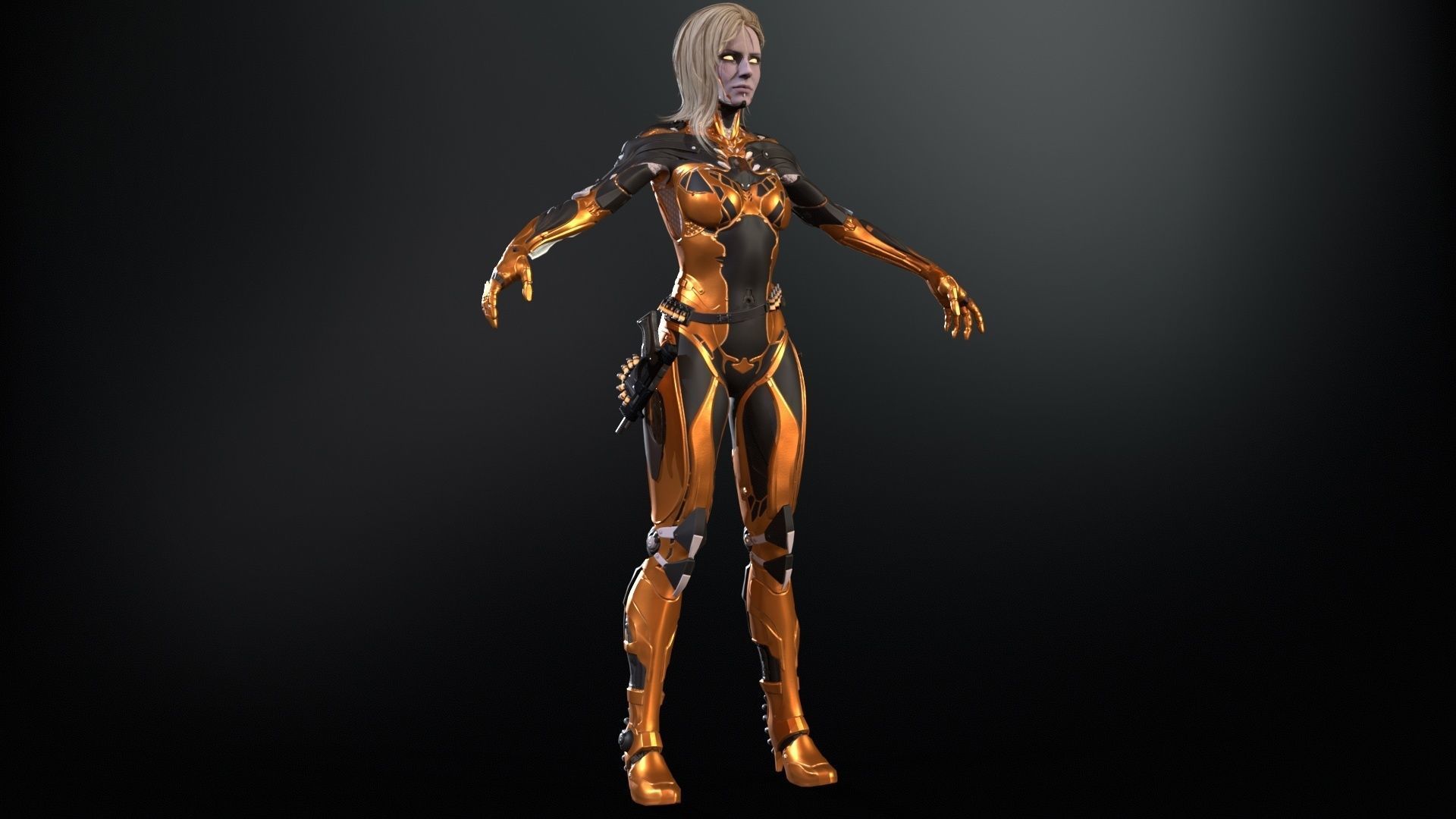 Cyborg assasin Low-poly 3D model_7