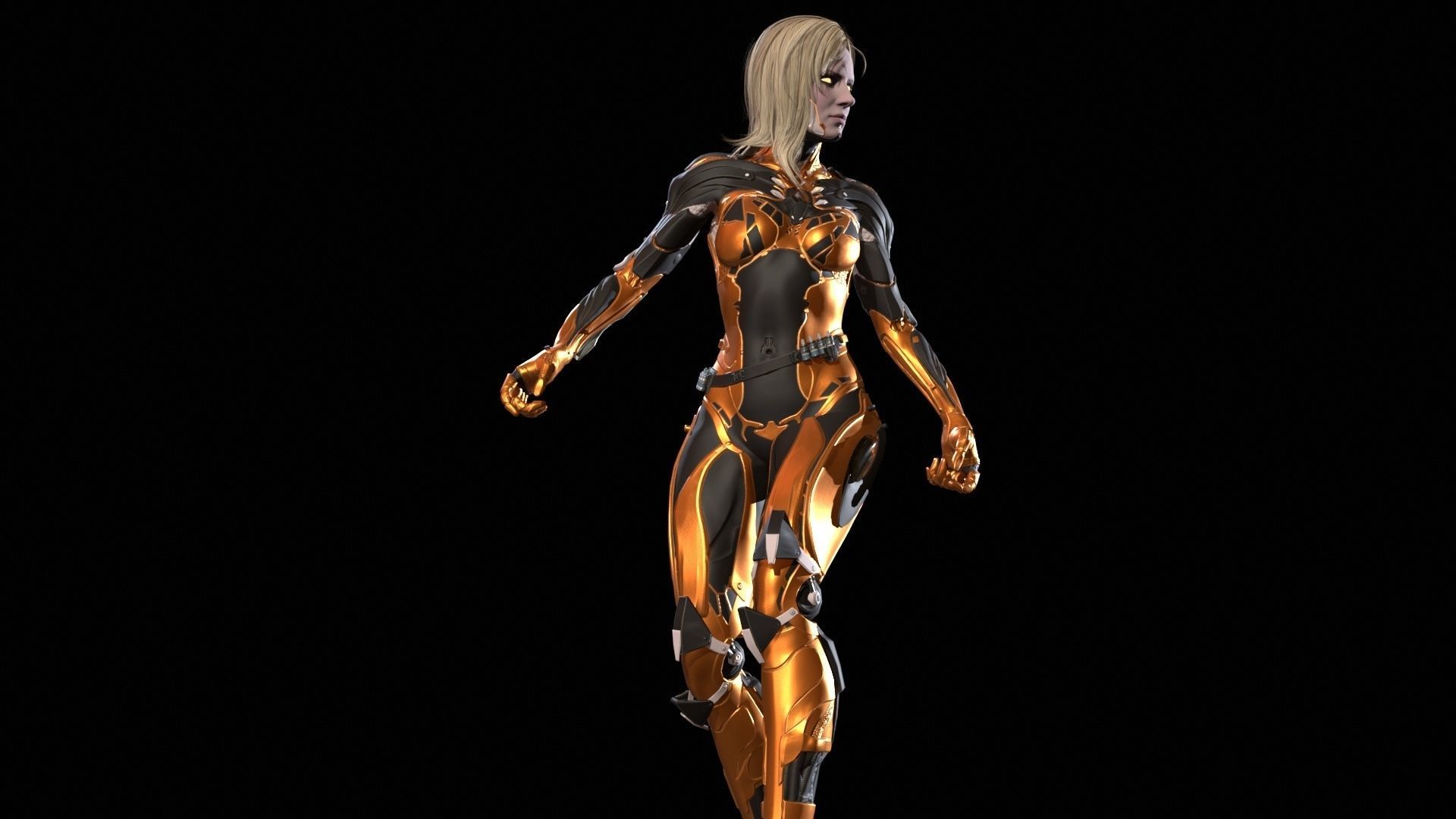 Cyborg assasin Low-poly 3D model_14