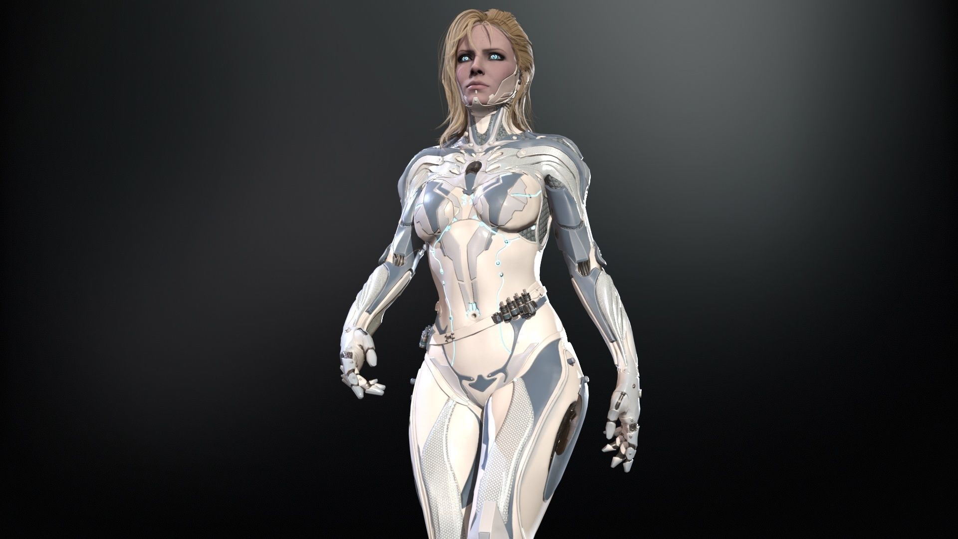 Cyborg assasin Low-poly 3D model_9