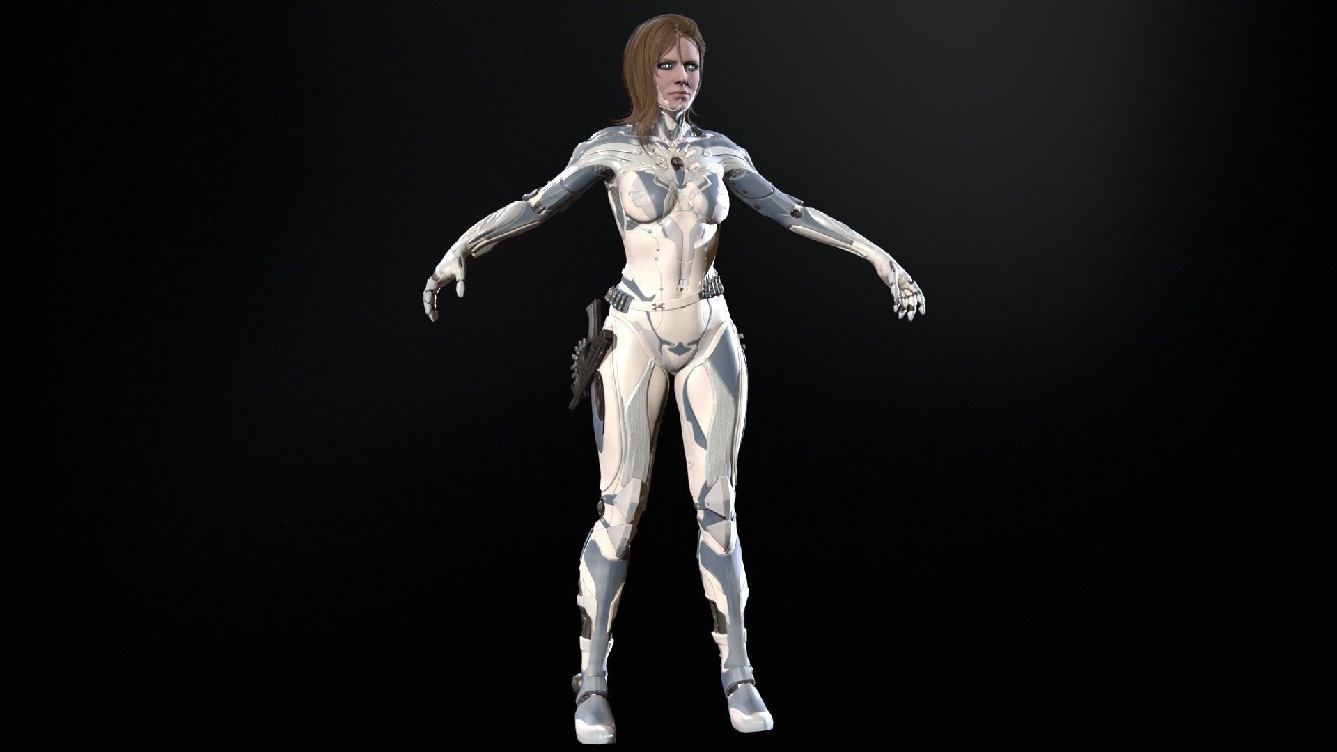 Cyborg assasin Low-poly 3D model_2