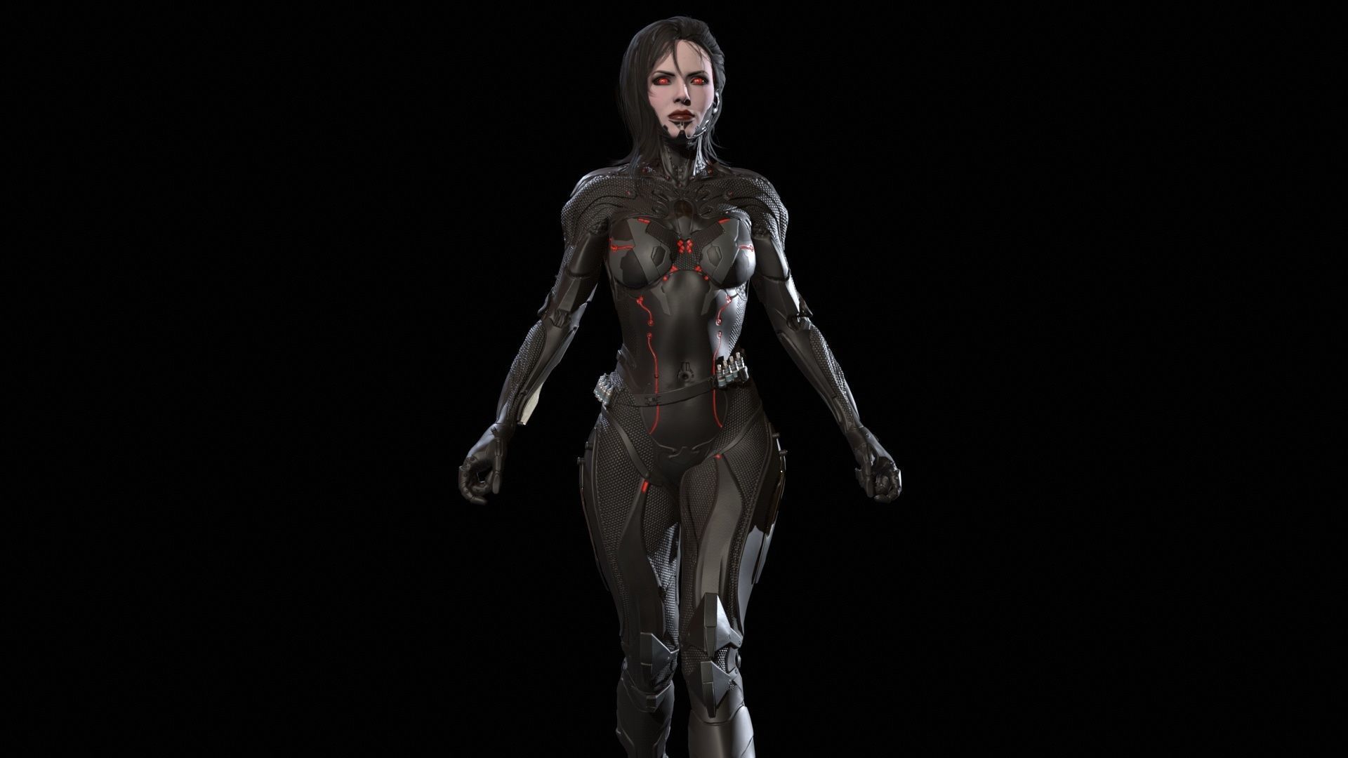 Cyborg assasin Low-poly 3D model_10