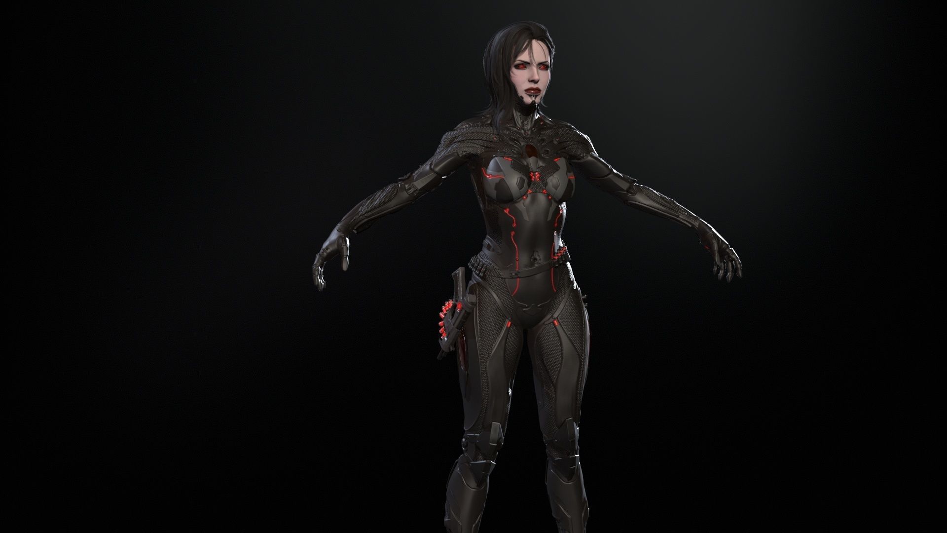 Cyborg assasin Low-poly 3D model_5