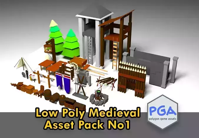Medieval Asset Free low-poly 3D model