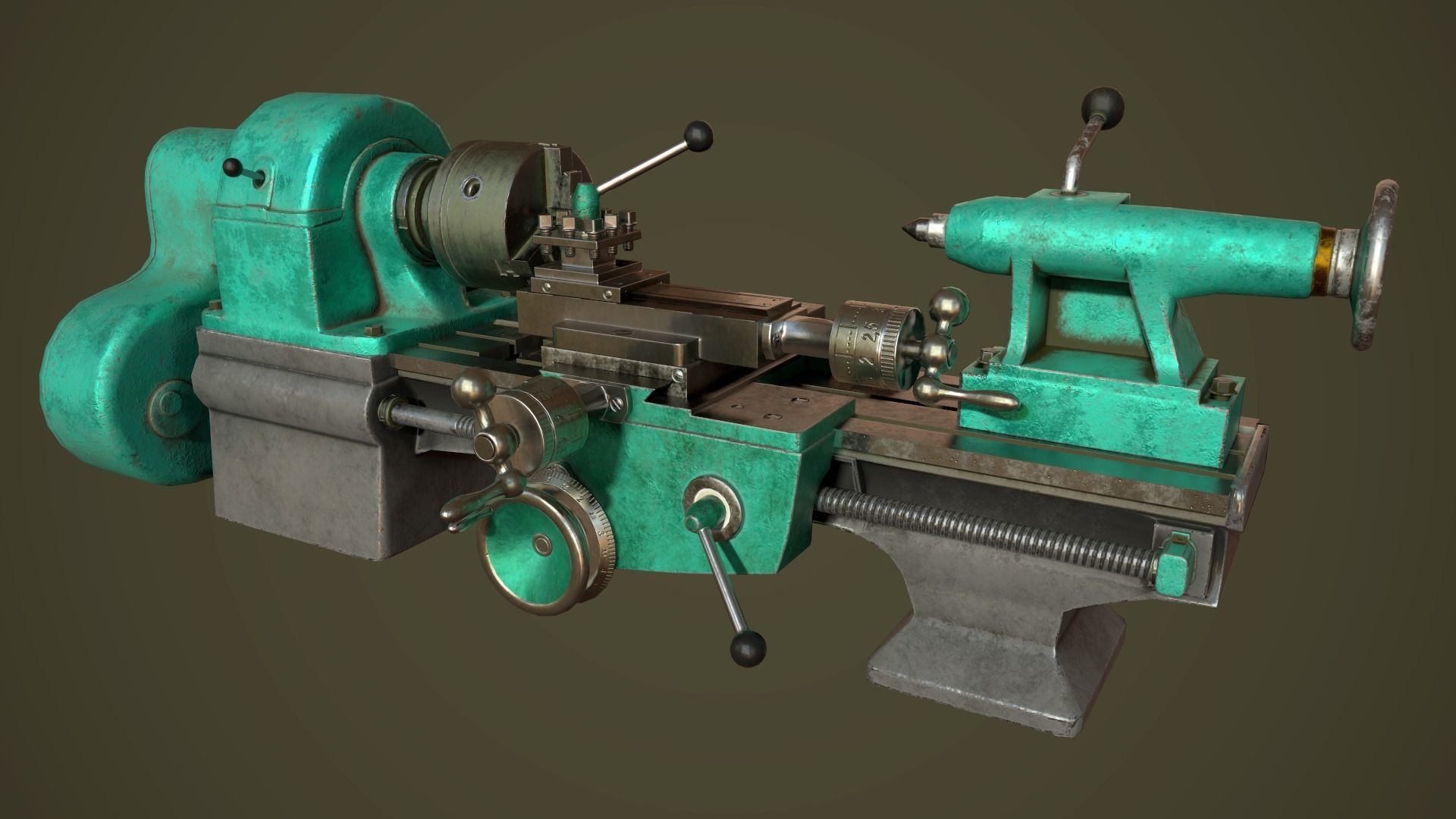 Student Lathe for Metalworking TV16 Free low-poly 3D model_8