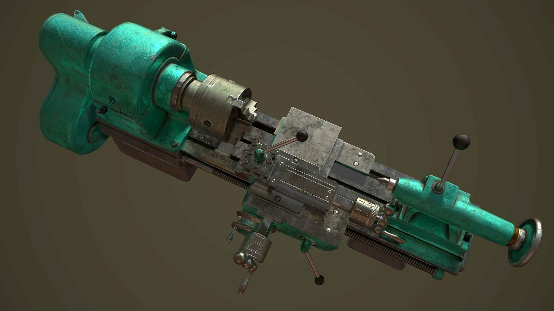 Student Lathe for Metalworking TV16 Free low-poly 3D model_11
