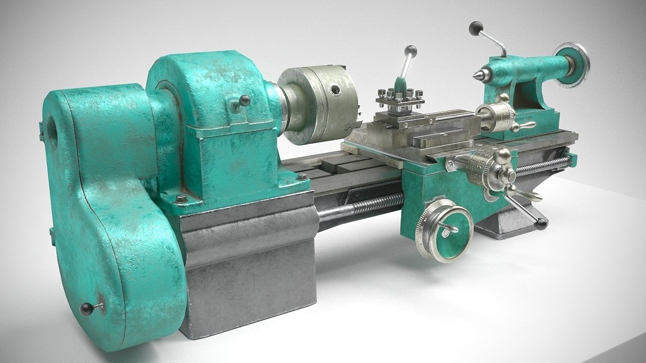 Student Lathe for Metalworking TV16 Free low-poly 3D model_2