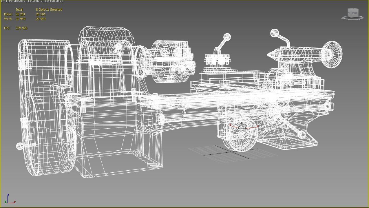 Student Lathe for Metalworking TV16 Free low-poly 3D model_5