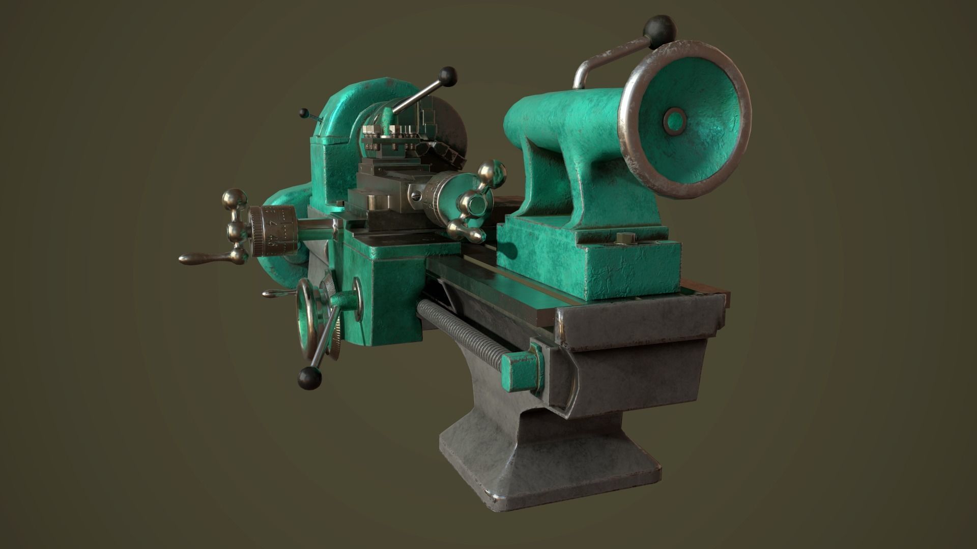 Student Lathe for Metalworking TV16 Free low-poly 3D model_7