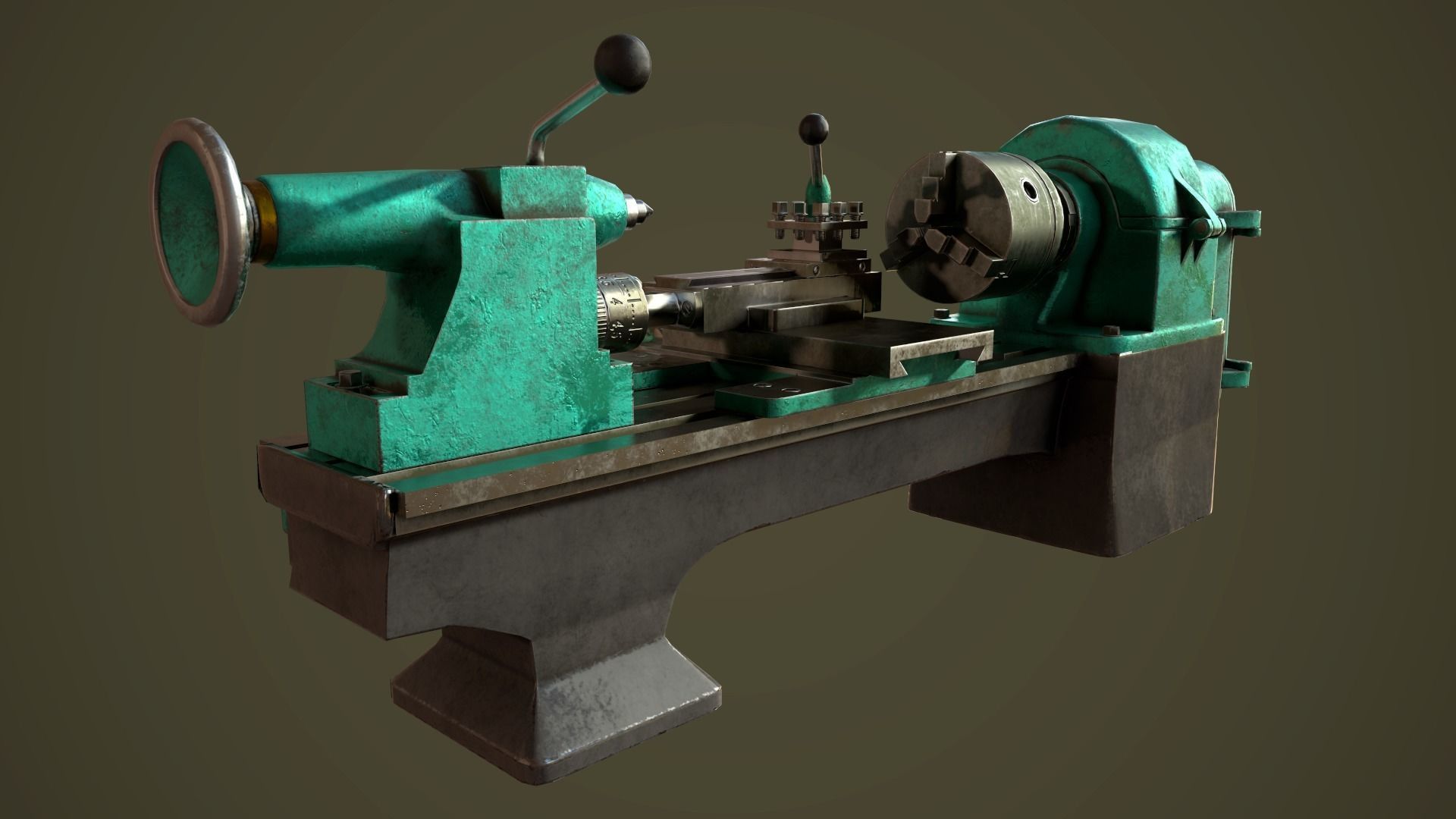 Student Lathe for Metalworking TV16 Free low-poly 3D model_10