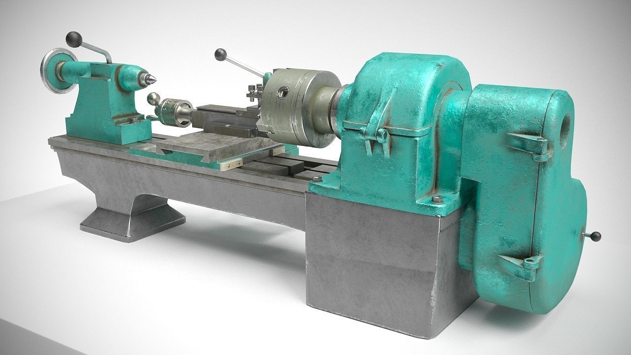 Student Lathe for Metalworking TV16 Free low-poly 3D model_3