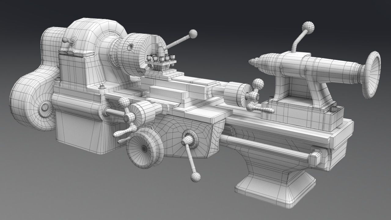 Student Lathe for Metalworking TV16 Free low-poly 3D model_4