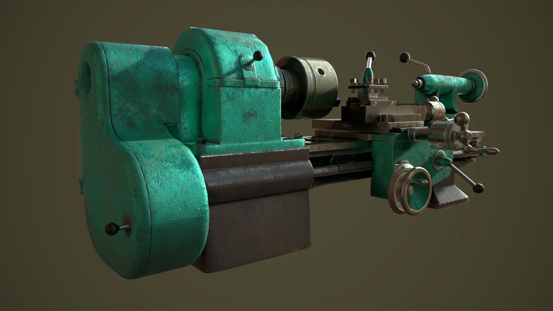 Student Lathe for Metalworking TV16 Free low-poly 3D model_6