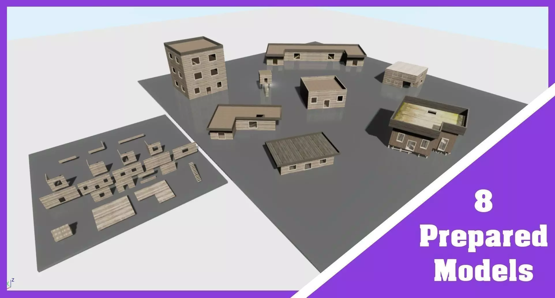 House Pack Low-poly 3D model_0