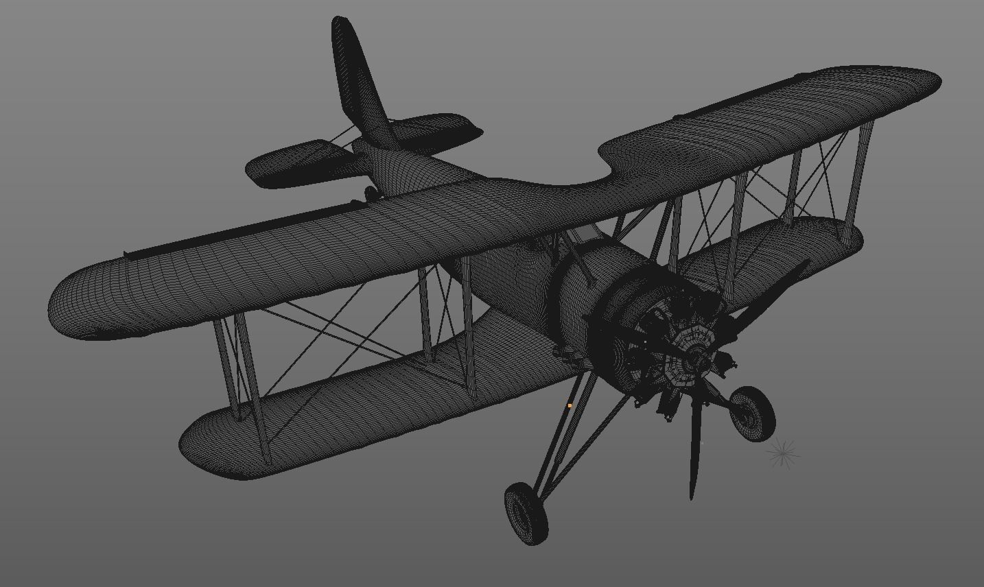 Yellow Biplane 3D model_15