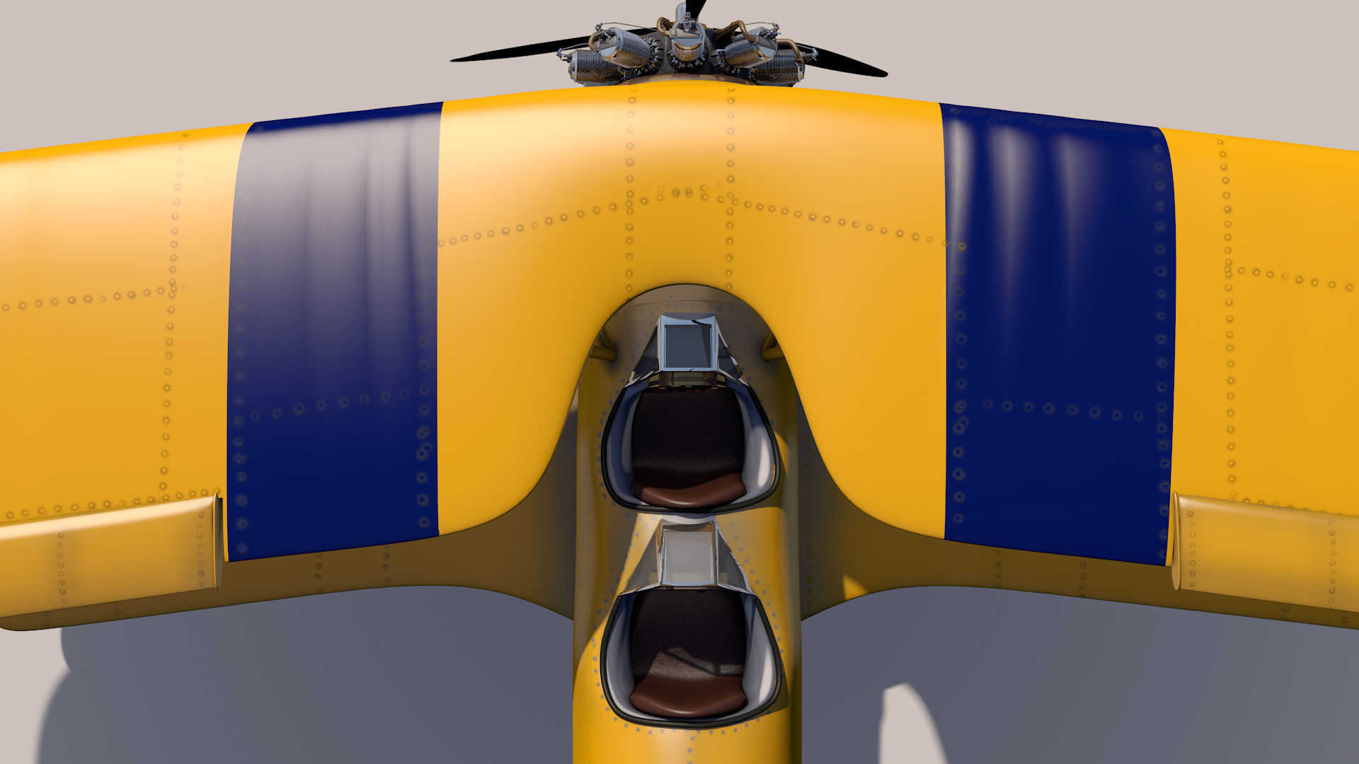 Yellow Biplane 3D model_13