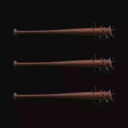 Wooden Baseball Bat and Spiked Bat Low-poly 3D model