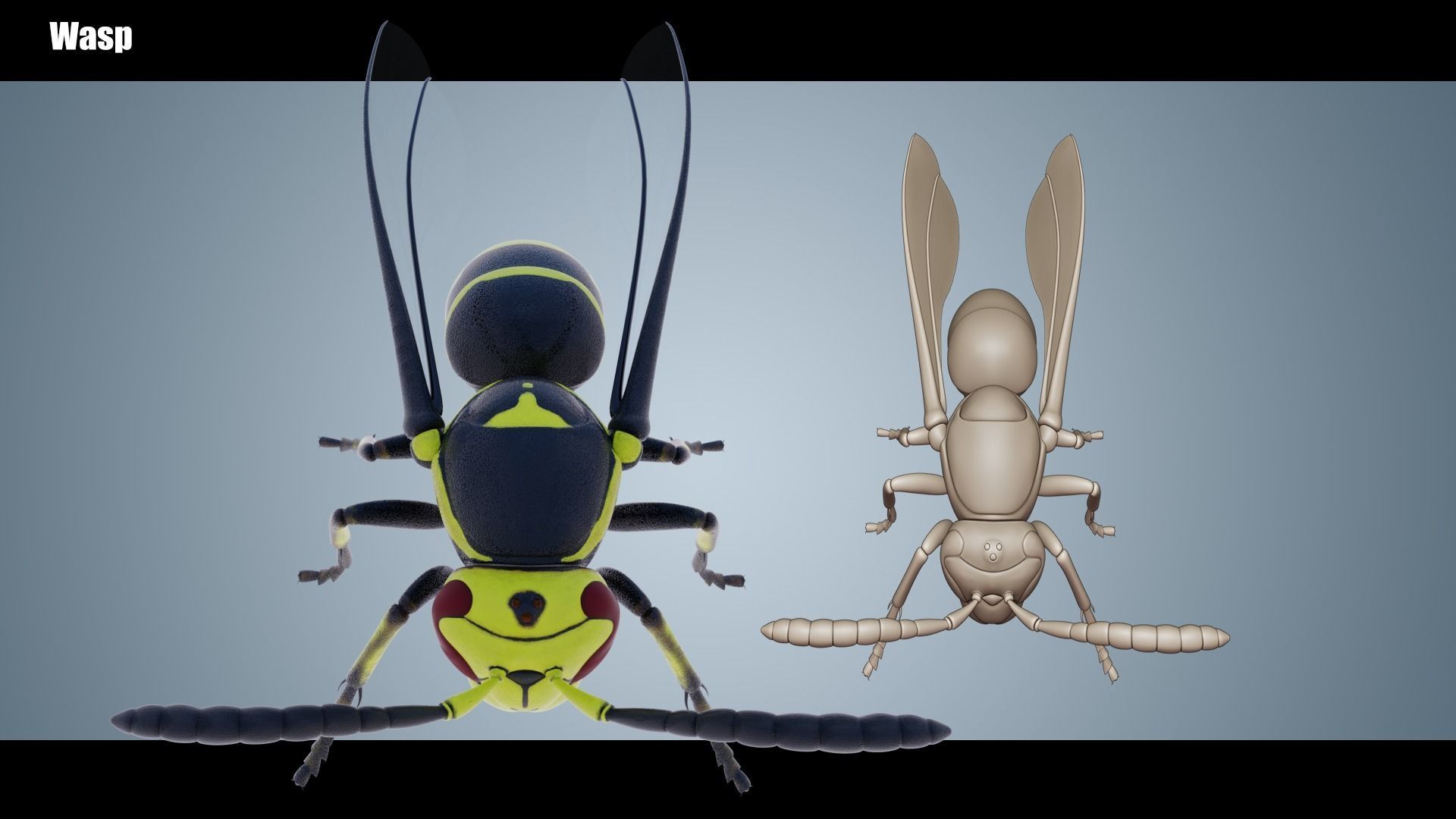 Wasp Insect Low-poly 3D model_5