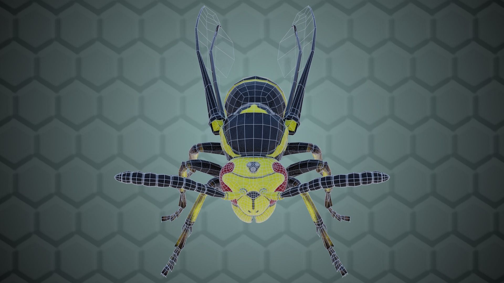 Wasp Insect Low-poly 3D model_24